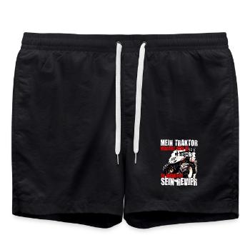 Steyr Traktor Spruch - Badeshorts - Schwarz - Vorne - AI Model Male 185 light (185cm)