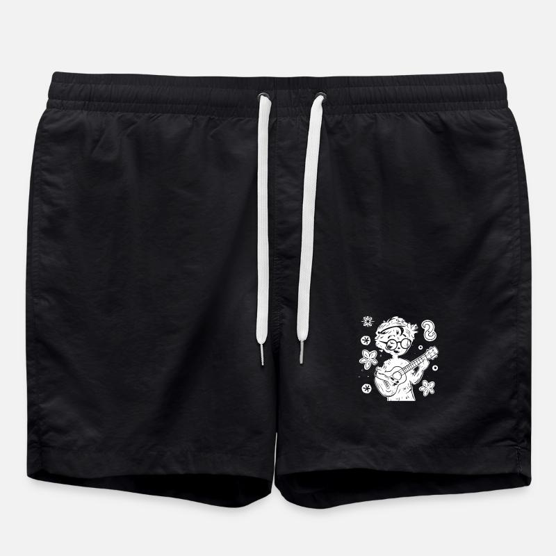 Ukulele Child Drawing - Swim Trunks - black