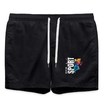 Eins mit dem Sport - Laufen - Badeshorts - Schwarz - Vorne - AI Model Male 185 light (185cm)