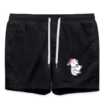Polar Bear Tired Sleeping Sleeping Girl Polar Bear - Swim Trunks - black - Front - AI Model Male 185 light (185cm)