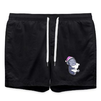 Gorilla Tired Sleeping Sleeping Girl - Swim Trunks - black - Front - AI Model Male 185 light (185cm)