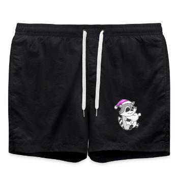 Raccoon Tired Sleeping Sleeping Girl - Swim Trunks - black - Front - AI Model Male 185 light (185cm)