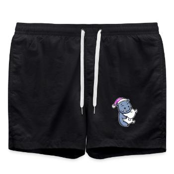 Hippopotamus Tired Sleeping Sleeping Girl - Swim Trunks - black - Front - AI Model Male 185 light (185cm)