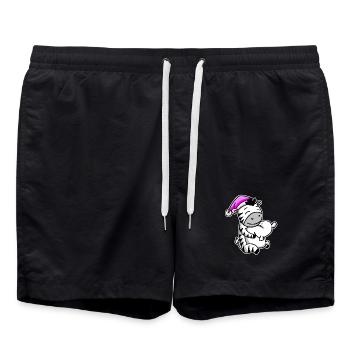 Zebra Tired Sleeping Sleeping Girl - Swim Trunks - black - Front - AI Model Male 185 light (185cm)