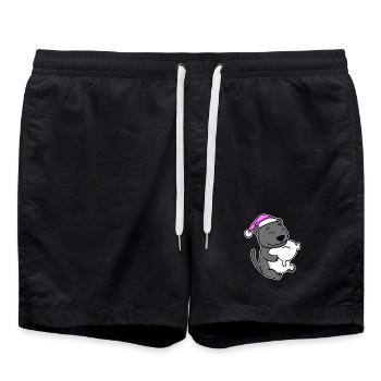 Panthère noire fatiguée dormant en rose endormi - Short de bain - noir - Devant - AI Model Male 185 light (185cm)