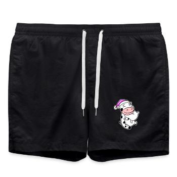 Cow Tired Sleeping Sleeping Girl - Swim Trunks - black - Front - AI Model Male 185 light (185cm)