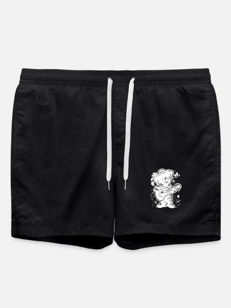 Ukulele Player Graphics - Swim Trunks - black