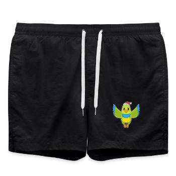Papagei Weihnachten Weihnachtsmütze - Badeshorts - Schwarz - Vorne - AI Model Male 185 light (185cm)