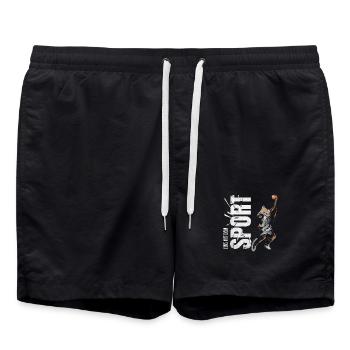 Eins mit dem Sport - Basketball - Badeshorts - Schwarz - Vorne - AI Model Male 185 light (185cm)