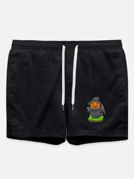 Witch Halloween Pumpkin - Swim Trunks - black