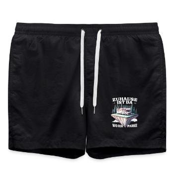Wohnmobil Camper – Zuhause Ist Da, Wo ich parke - Badeshorts - Schwarz - Vorne - AI Model Male 185 light (185cm)
