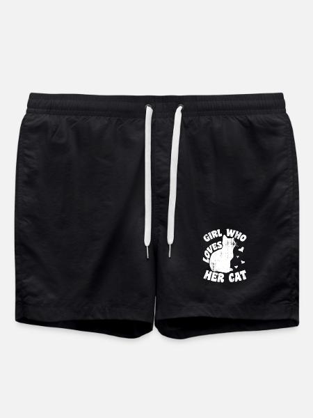 Fille qui aime son chat - Short de bain - noir
