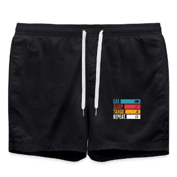 Eat Sleep Tango Repeat für Tango Argentino Tänzer - Badeshorts - Schwarz - Vorne - AI Model Male 185 light (185cm)