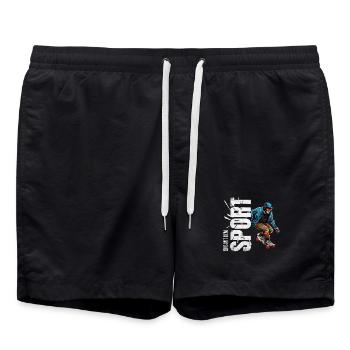 Eins mit dem Sport - Skateboard - Badeshorts - Schwarz - Vorne - AI Model Male 185 light (185cm)