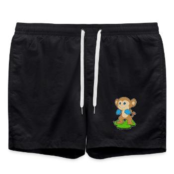 Affe Boxer Boxhandschuhe Boxen - Badeshorts - Schwarz - Vorne - AI Model Male 185 light (185cm)
