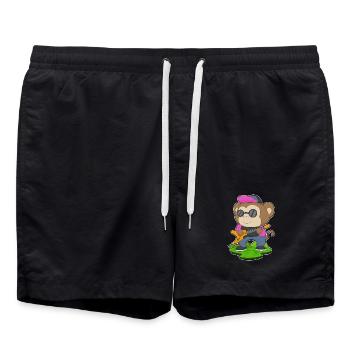 Affe Musiker Gitarre Musik - Badeshorts - Schwarz - Vorne - AI Model Male 185 light (185cm)