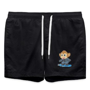 Affe Snowboarder Snowboard - Badeshorts - Schwarz - Vorne - AI Model Male 185 light (185cm)