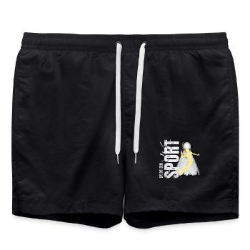 Eins mit dem Sport - Badminton - Badeshorts - Schwarz - Vorne - AI Model Male 185 light (185cm)