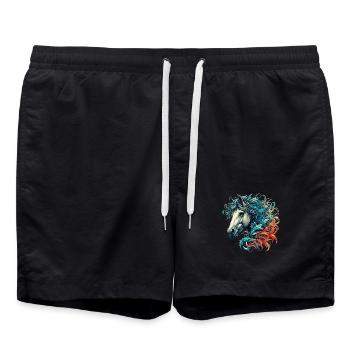 Horse - Swim Trunks - black - Front - AI Model Male 185 light (185cm)