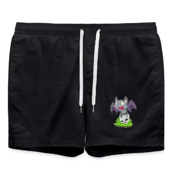 Chauve-souris Halloween crâne - Short de bain - noir - Devant - AI Model Male 185 light (185cm)