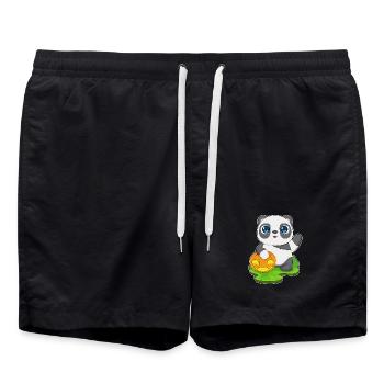Panda Halloween Citrouille - Short de bain - noir - Devant - AI Model Male 185 light (185cm)