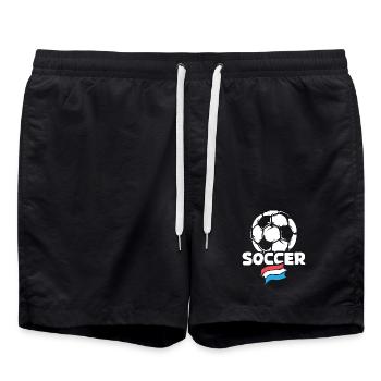 Netherlands Soccer Ball Flag Soccer Team icon - Swim Trunks - black - Front - AI Model Male 185 light (185cm)