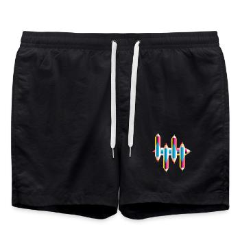 Bunte Malstifte - Badeshorts - Schwarz - Vorne - AI Model Male 185 light (185cm)