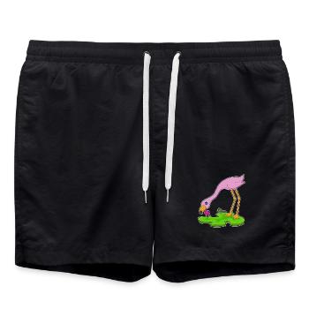 Fleur de flamant rose - Short de bain - noir - Devant - AI Model Male 185 light (185cm)