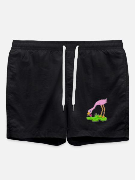 Flamingo Flower - Swim Trunks - black