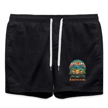 Mountain Bikepacking Adventure Design - Swim Trunks - black - Front - AI Model Male 185 light (185cm)