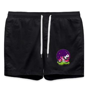 Panda Motorcycle - Swim Trunks - black - Front - AI Model Male 185 light (185cm)