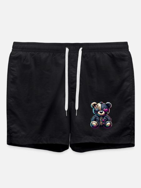 Punk Emo Plush Teddy Bear - Swim Trunks - black
