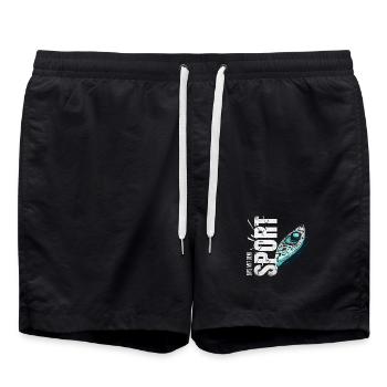 Eins mit dem Sport - Rudern - Badeshorts - Schwarz - Vorne - AI Model Male 185 light (185cm)