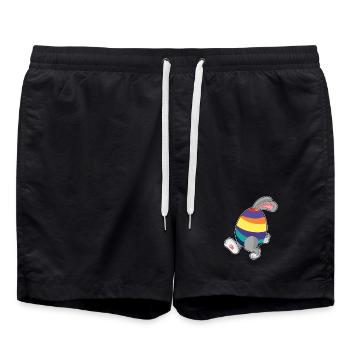 Hase Ostern Joggen - Badeshorts - Schwarz - Vorne - AI Model Male 185 light (185cm)