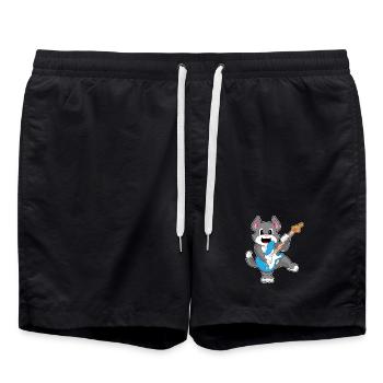 Chat Musicien Guitare Musique - Short de bain - noir - Devant - AI Model Male 185 light (185cm)