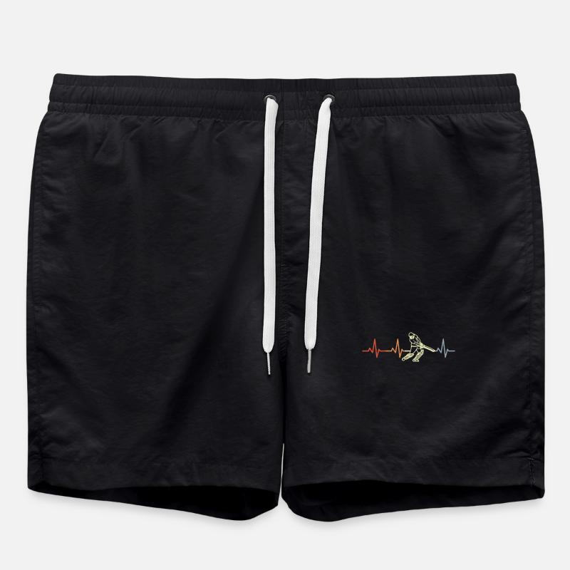 Retro Cricket Heart Line - Swim Trunks - black
