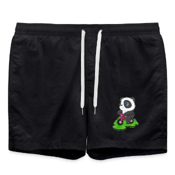 Panda Fahrrad - Badeshorts - Schwarz - Vorne - AI Model Male 185 light (185cm)
