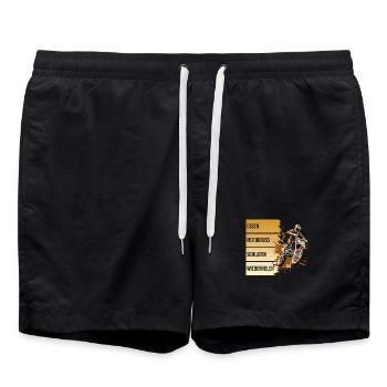 Essen - Motocross - Schlafen - Wiederholen - Badeshorts - Schwarz - Vorne - AI Model Male 185 light (185cm)