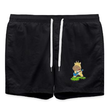 Giraffe, Musician, Guitar, Music - Swim Trunks - black - Front - AI Model Male 185 light (185cm)