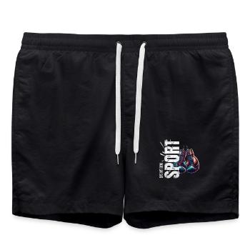 Eins mit dem Sport - Boxen - Badeshorts - Schwarz - Vorne - AI Model Male 185 light (185cm)