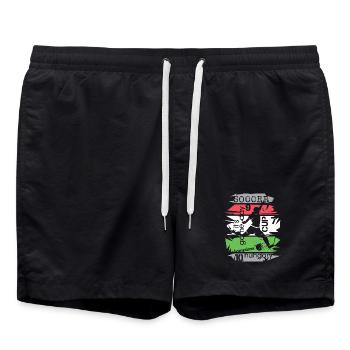 Fußball Ungarn Turnier Collage Torschuss Symbol - Badeshorts - Schwarz - Vorne - AI Model Male 185 light (185cm)