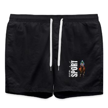 Eins mit dem Sport - Reiten - Badeshorts - Schwarz - Vorne - AI Model Male 185 light (185cm)