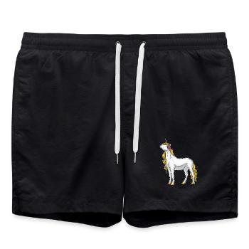 Einhorn Kopfhörer Musik - Badeshorts - Schwarz - Vorne - AI Model Male 185 light (185cm)
