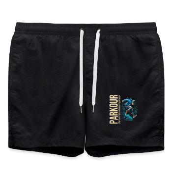 Parkour: Die Kunst des urbanen Abenteuers - Badeshorts - Schwarz - Vorne - AI Model Male 185 light (185cm)