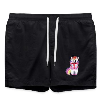 Einhorn Weihnachten Paket - Badeshorts - Schwarz - Vorne - AI Model Male 185 light (185cm)
