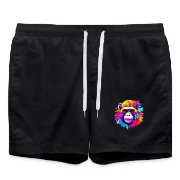 Fancy Macaque #1 - Swim Trunks - black - Front - AI Model Male 185 light (185cm)