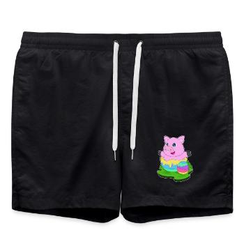 Pig Easter Easter Egg - Swim Trunks - black - Front - AI Model Male 185 light (185cm)