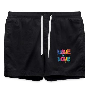 Farbenfrohes Graffiti mit Love Schriftzug - Badeshorts - Schwarz - Vorne - AI Model Male 185 light (185cm)