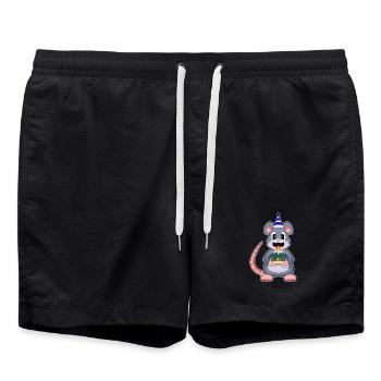 Gâteau d’anniversaire souris - Short de bain - noir - Devant - AI Model Male 185 light (185cm)