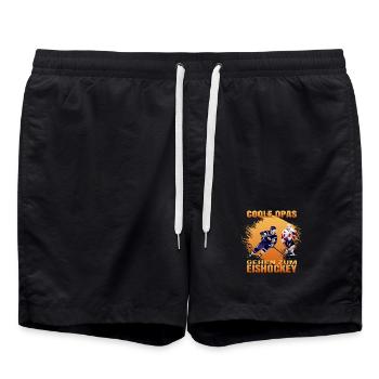 Coole Opas gehen zum Eishockey - Badeshorts - Schwarz - Vorne - AI Model Male 185 light (185cm)